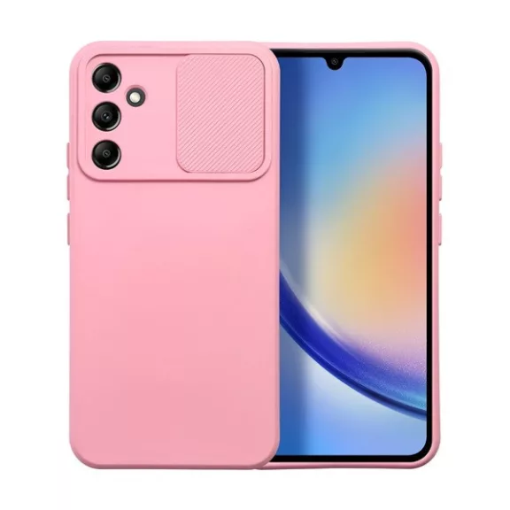 Slide Samsung Galaxy A34 5G, kameravédős szilikon tok, rózsaszín
