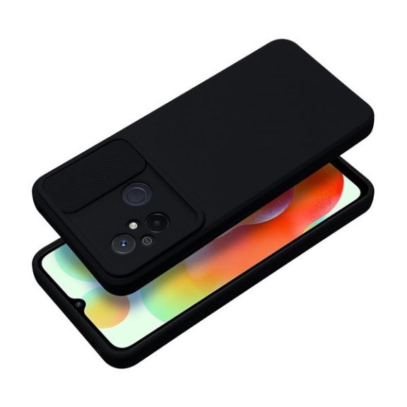 Slide Xiaomi Redmi 12C, kameravédős szilikon tok, fekete