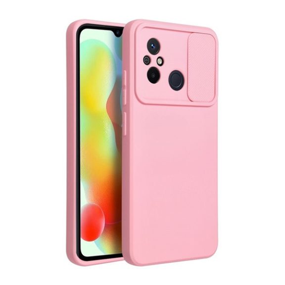 Slide Xiaomi Redmi 12C, kameravédős szilikon tok, rózsaszín