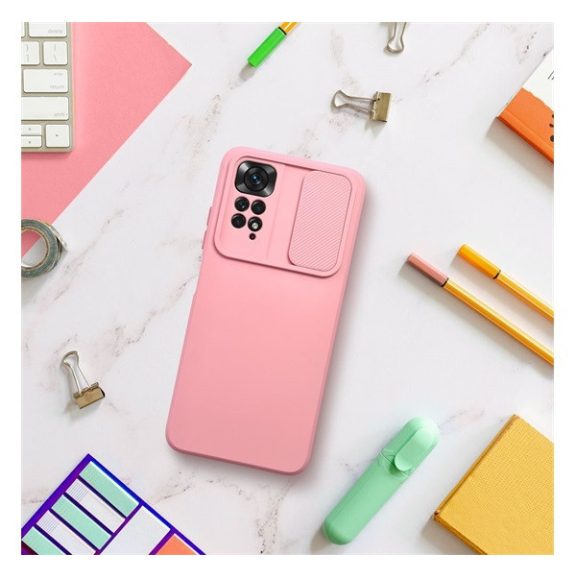 Slide Xiaomi Redmi 12C, kameravédős szilikon tok, rózsaszín
