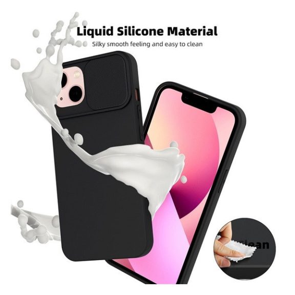 Slide Xiaomi Redmi Note 12 5G, kameravédős szilikon tok, fekete