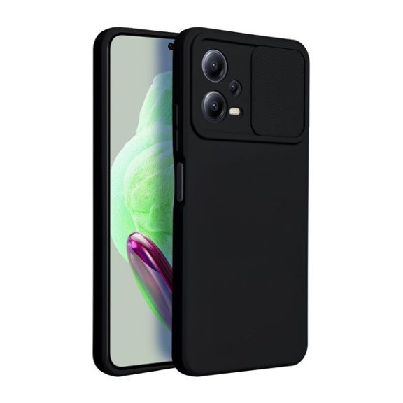 Slide Xiaomi Redmi Note 12 5G, kameravédős szilikon tok, fekete