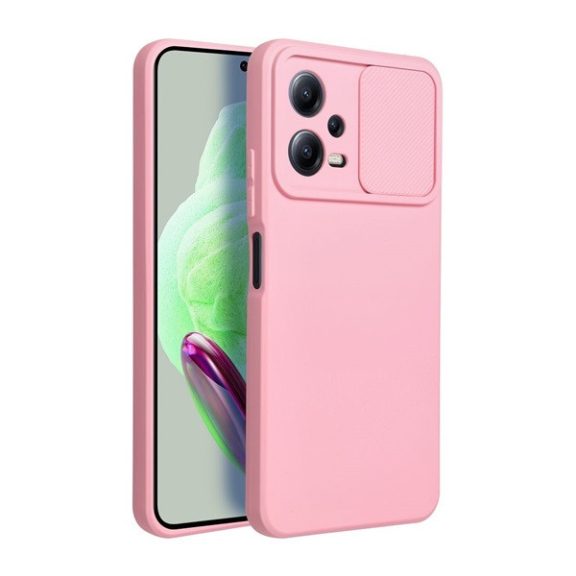 Slide Xiaomi Redmi Note 12 5G, kameravédős szilikon tok, rózsaszín