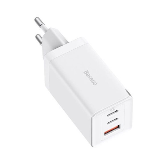Baseus GaN5 Pro hálózati töltő 2xUSB-C + USB-A, USB-C-USB-C kábellel, 65W, fehér