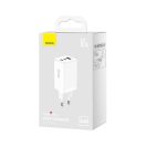 Baseus GaN5 Pro hálózati töltő 2xUSB-C + USB-A, USB-C-USB-C kábellel, 65W, fehér