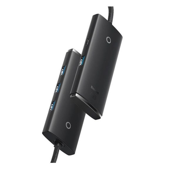 Baseus Lite Hub 4in1 USB-C, 4x USB-A 3.0+USB-C, 25cm , fekete