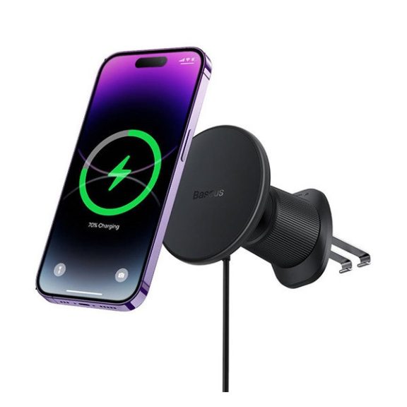 Baseus CW01 Magsafe autós tartó, szellőzőrácsba, wireless töltő, fekete