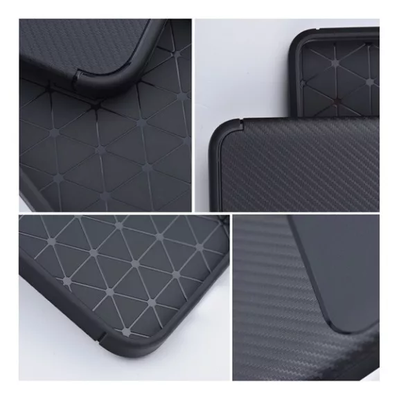 Forcell Carbon Premium hátlap tok Apple iPhone 15 Pro karbon mintás szilikon tok, fekete