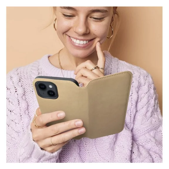 Dual Pocket Apple iPhone 15 Pro flip tok, arany