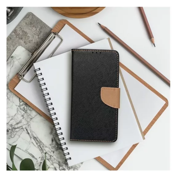 Fancy Apple iPhone 15 Pro flip tok, fekete/arany