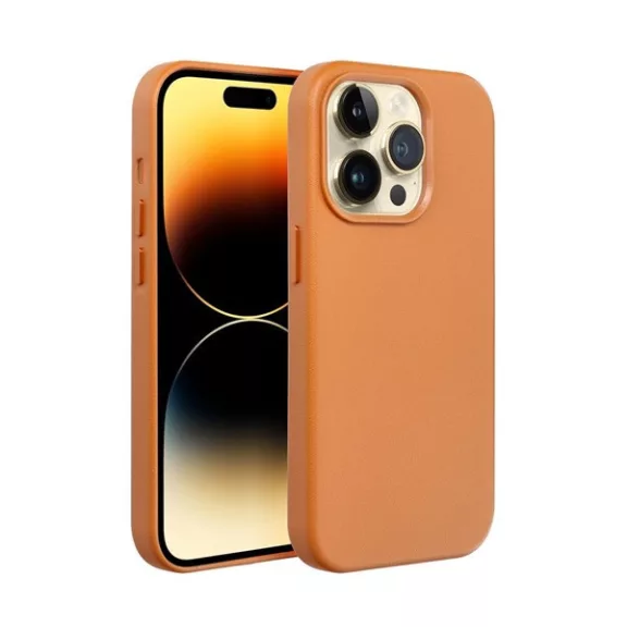 Magsafe műbőr tok Apple iPhone 15 Plus , narancs