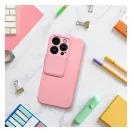 Slide Apple iPhone 15 Pro Max kameravédős szilikon tok, rózsaszín