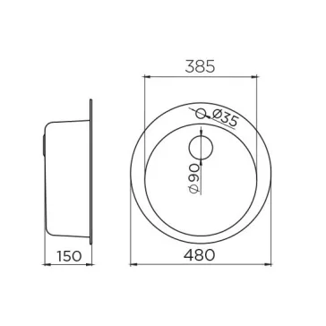 Metalac Venera 480E Ø90 Egymedencés Mosogatótálca - Inox