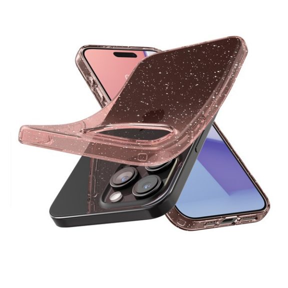 Spigen Liquid Crystal Glitter Apple iPhone 15 Pro Max tok, csillámos, rózsaszín, átlátszó