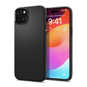   Spigen Liquid Air Apple iPhone 15 Plus tok, Matte Black, fekete