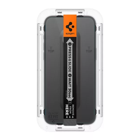 Spigen Glas.tR EZ Fit Apple iPhone 15 Pro Max Tempered kijelzővédő fólia felhelyező kerettel (2db)