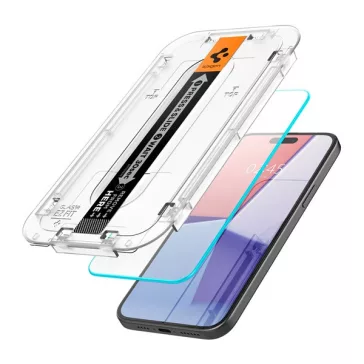   Spigen Glas.tR EZ Fit Apple iPhone 15 Plus / iPhone 16 Plus Tempered kijelzővédő fólia felhelyező kerettel (2db)