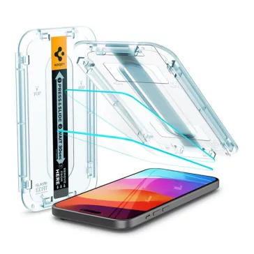   Spigen Glas.tR EZ Fit Apple iPhone 15 / iPhone 16 Tempered kijelzővédő fólia felhelyező kerettel (2db)