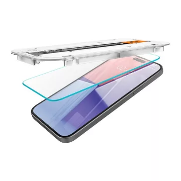   Spigen Glas.tR EZ Fit Apple iPhone 15 / iPhone 16 Tempered kijelzővédő fólia felhelyező kerettel (2db)