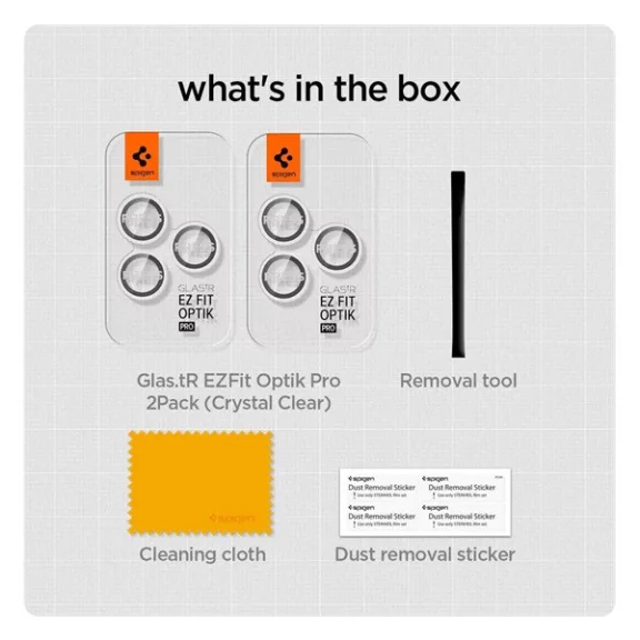 Spigen Glas.tR EZ Fit Optik Pro Apple iPhone 14 Pro / 14 Pro Max / 15 Pro / 15 Pro Max / 16 Pro / 16 Pro Max / 17 Pro / 17 Pro Max, Tempered kameralencse-védő fólia (2db)