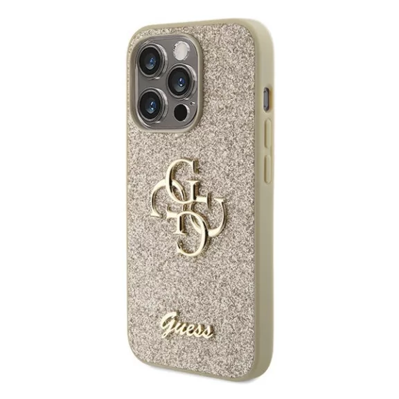 Guess Glitter Script Big 4G Apple iPhone 15 Pro hátlap tok, arany