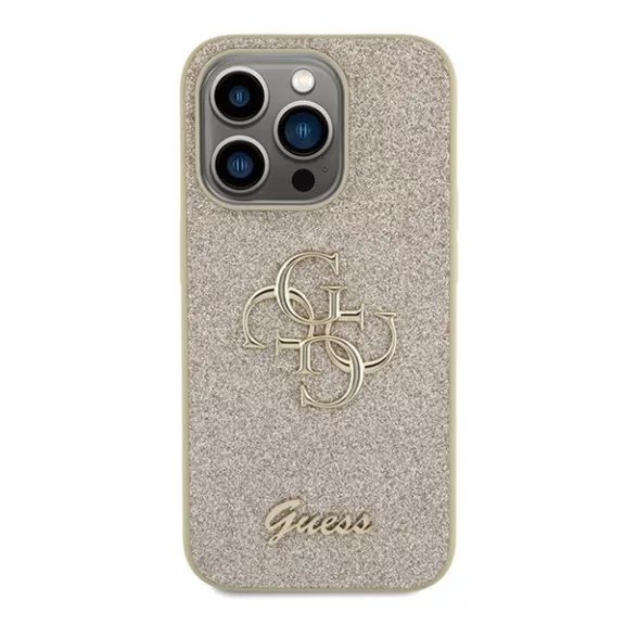 Guess Glitter Script Big 4G Apple iPhone 15 Pro hátlap tok, arany
