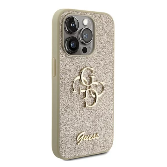 Guess Glitter Script Big 4G Apple iPhone 15 Pro hátlap tok, arany