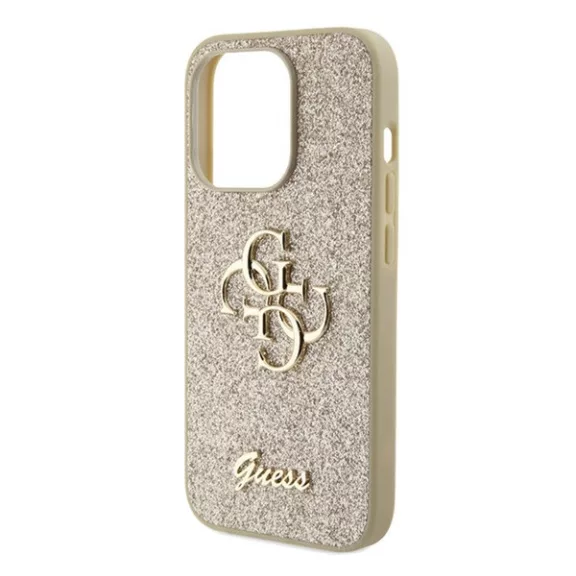 Guess Glitter Script Big 4G Apple iPhone 15 Pro hátlap tok, arany