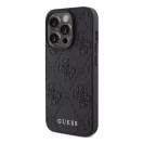 Guess Leather 4G Stamped Apple iPhone 15 Pro hátlap tok, fekete