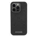 Guess Leather 4G Stamped Apple iPhone 15 Pro hátlap tok, fekete