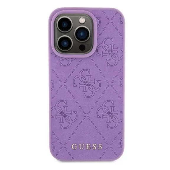Guess Leather 4G Stamped Apple iPhone 15 Pro hátlap tok, lila