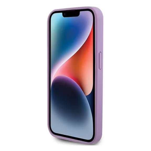 Guess Leather 4G Stamped Apple iPhone 15 Pro hátlap tok, lila