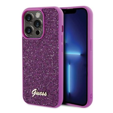   Guess Disco Metal Script Apple iPhone 15 Pro hátlap tok, fuksia