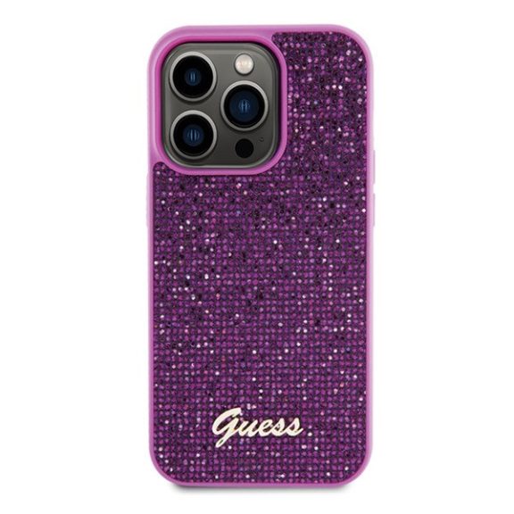 Guess Disco Metal Script Apple iPhone 15 Pro hátlap tok, fuksia