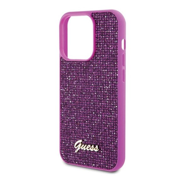 Guess Disco Metal Script Apple iPhone 15 Pro hátlap tok, fuksia