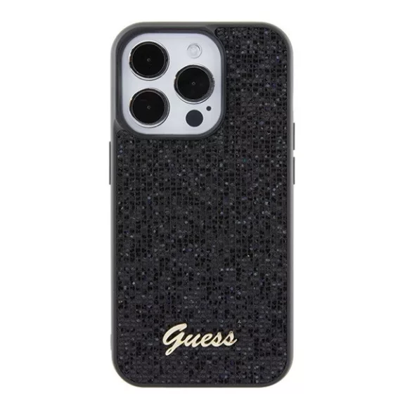 Guess Disco Metal Script Apple iPhone 15 Pro hátlap tok, fekete