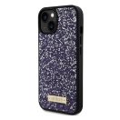 Guess Rhinestone Metal Logo Apple iPhone 15 hátlap tok, lila