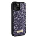 Guess Rhinestone Metal Logo Apple iPhone 15 hátlap tok, lila