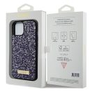 Guess Rhinestone Metal Logo Apple iPhone 15 hátlap tok, lila