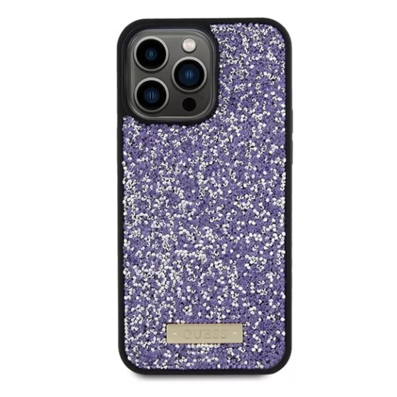 Guess Rhinestone Metal Logo Apple iPhone 15 Pro Max hátlap tok, lila