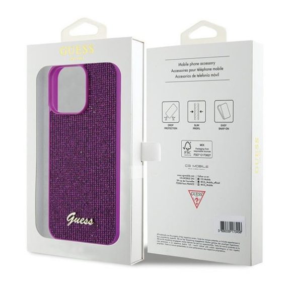 Guess Disco Metal Script Apple iPhone 15 Pro Max hátlap tok, fuksia