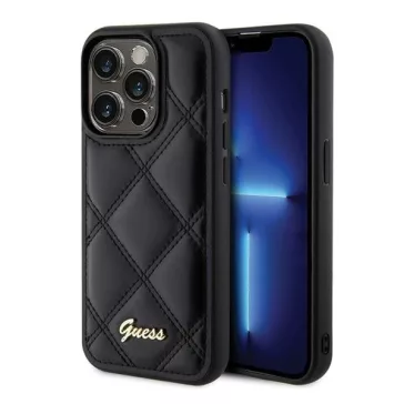   Guess Quilted Metal Logo Apple iPhone 15 Pro Max hátlap tok, fekete