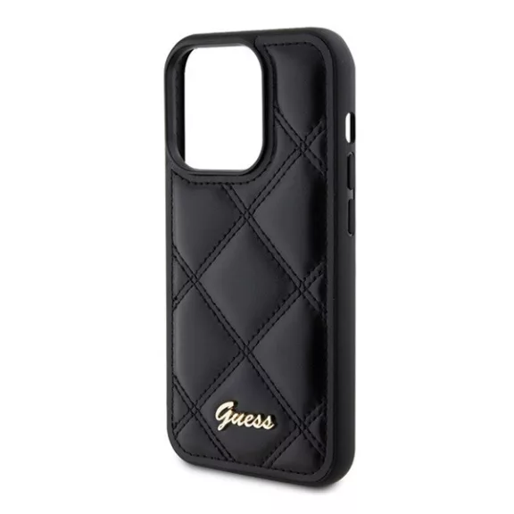 Guess Quilted Metal Logo Apple iPhone 15 Pro Max hátlap tok, fekete
