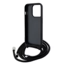 Karl Lagerfeld Crossbody Saffiano Metal Pin Karl & Choupette Apple iPhone 15 Pro hátlap tok, fekete