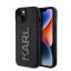 Karl Lagerfeld 3D Rubber Glitter Logo Apple iPhone 15 hátlap tok, fekete