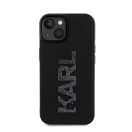 Karl Lagerfeld 3D Rubber Glitter Logo Apple iPhone 15 hátlap tok, fekete