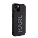 Karl Lagerfeld 3D Rubber Glitter Logo Apple iPhone 15 hátlap tok, fekete