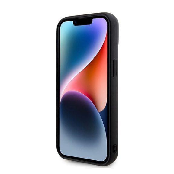 Karl Lagerfeld 3D Rubber Glitter Logo Apple iPhone 15 hátlap tok, fekete