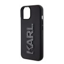 Karl Lagerfeld 3D Rubber Glitter Logo Apple iPhone 15 hátlap tok, fekete