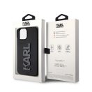 Karl Lagerfeld 3D Rubber Glitter Logo Apple iPhone 15 hátlap tok, fekete